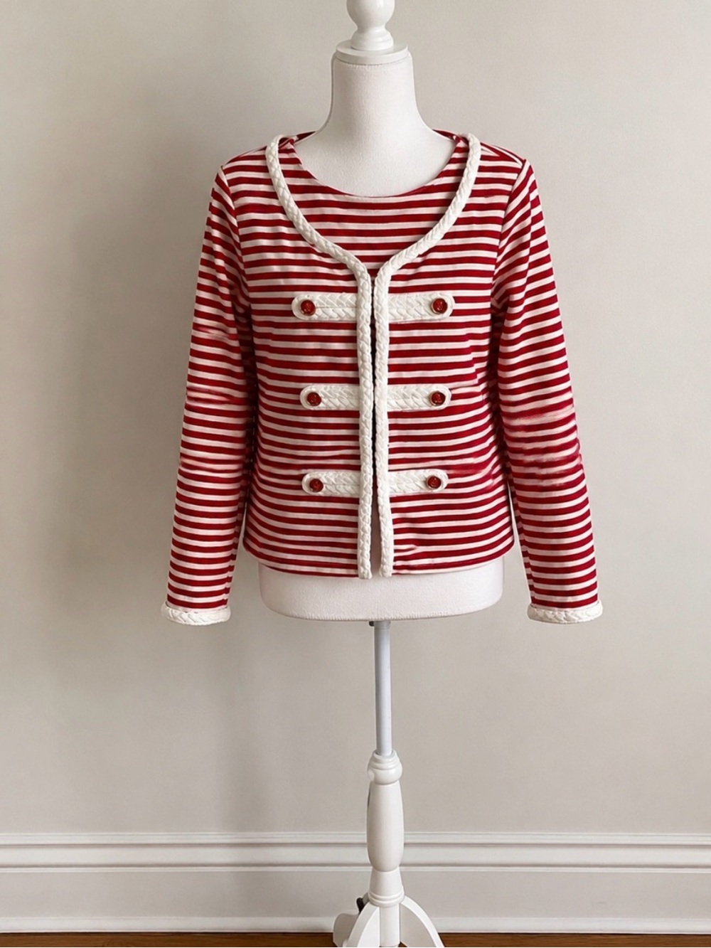 Katherine New York nautical sailor piping blazer size M
